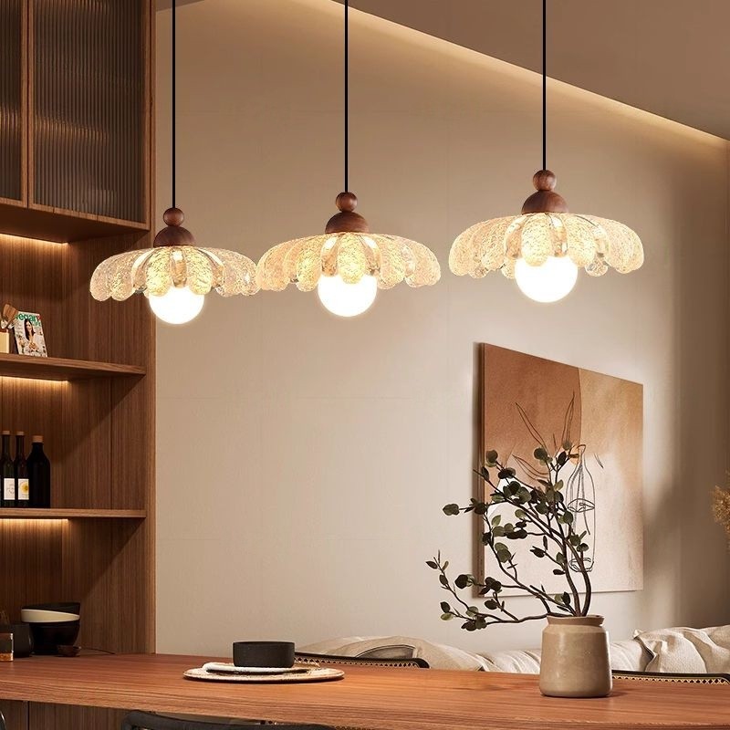 Đèn chùm trần quả óc chó cổ điển, Đèn mặt dây chuyền cánh hoa bằng nhựa thẩm mỹ thời trung cổ, quầy Bar, phòng khách, đầu giường, đèn thả trang trí quán cà phê
