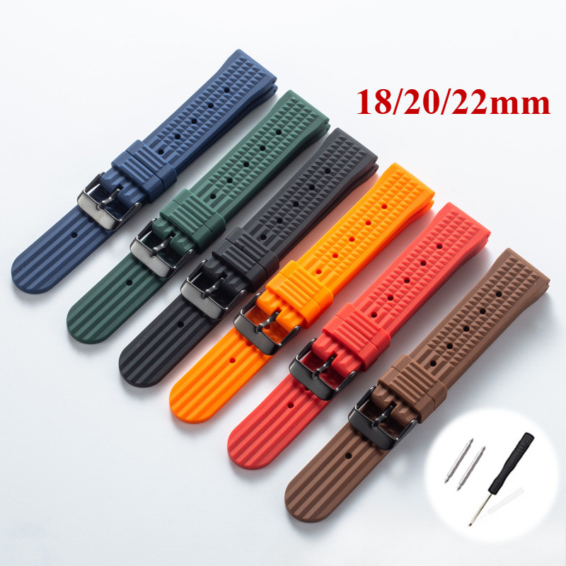 20mm 22mm Dây Đeo Đồng Hồ Silicon Cho SEIKO 5 Diver Đồng Hồ Vòng Tay Cao Su Đồng Hồ Thay Thế Cho Nam Nữ Thể Thao Dây Đeo Tay