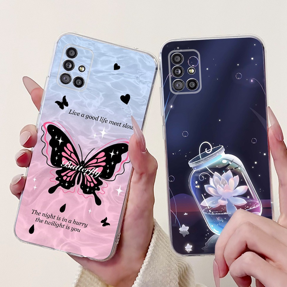 Dành Cho Samsung A51 5G Ốp Lưng SM-A516N Trong Suốt Thẩm Mỹ Mèo Dễ Thương Thời Trang Hoa Sơn Ốp lưng Samsung Galaxy A51 5G