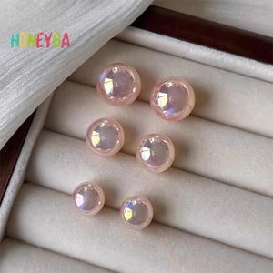 < Honeyba > Bông tai ngọc trai màu hồng thời trang dành cho người đẹp Phụ nữ Đơn giản sang trọng Ánh sáng Phụ kiện tai sang trọng Quà tặng trang sức dự tiệc thời trang