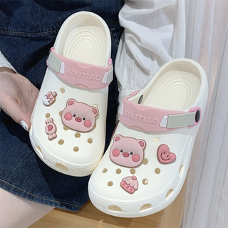 Xixitiao Mùa Hè Ngoài Trời Dễ Thương Piggy eva Đế Mềm Ngón Chân Lỗ Giày Nữ