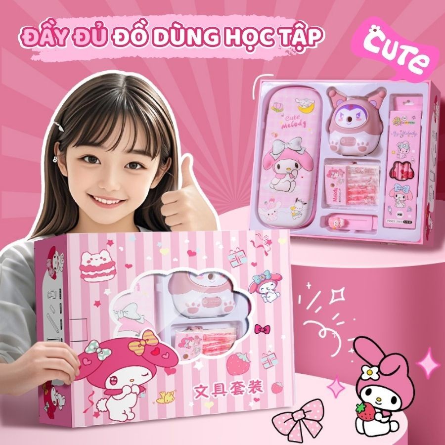 Quà Tặng Dụng Cụ Học Tập Màu Hồng - Bộ Đồ Dùng Học Tập Dễ Thương, Giá Rẻ, Đầy Đủ Dụng Cụ Cho Bé