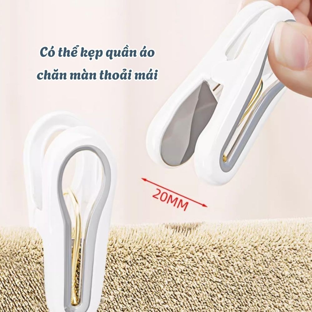 Combo 24 Móc Kẹp Đa Năng Liền Khối Hình Giọt Nước DinoHome, Kẹp Phơi Quần Áo Chống Rơi Chống Trượt
