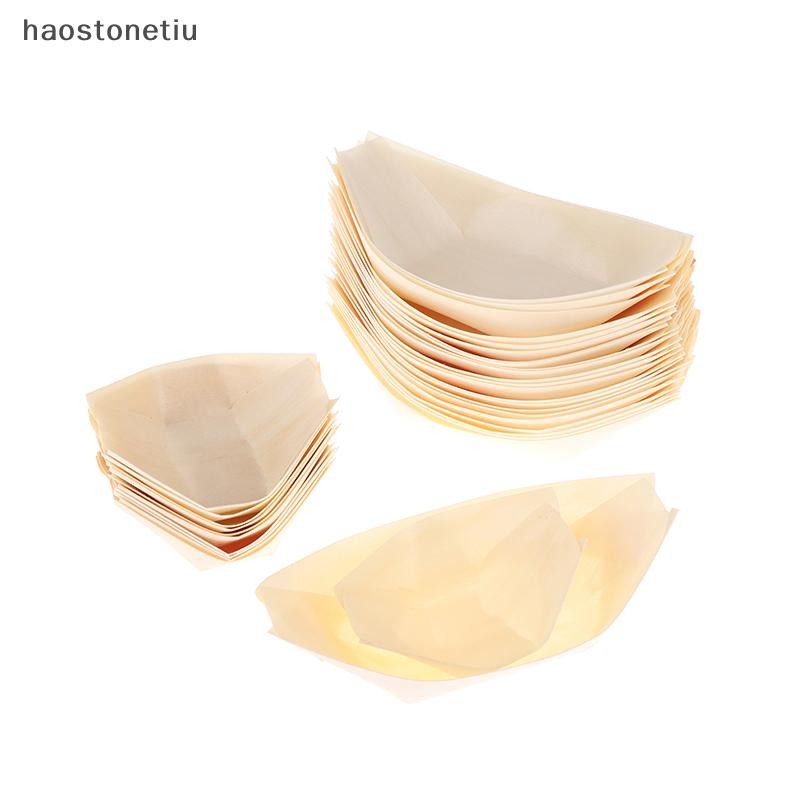 NS 50 Chiếc Gỗ Thuyền Đĩa Sushi Salad Món Tráng Miệng Bát Gỗ Phục Vụ Bát Dùng Một Lần Sushi Phục Vụ Khay Sushi Thuyền Đĩa NS