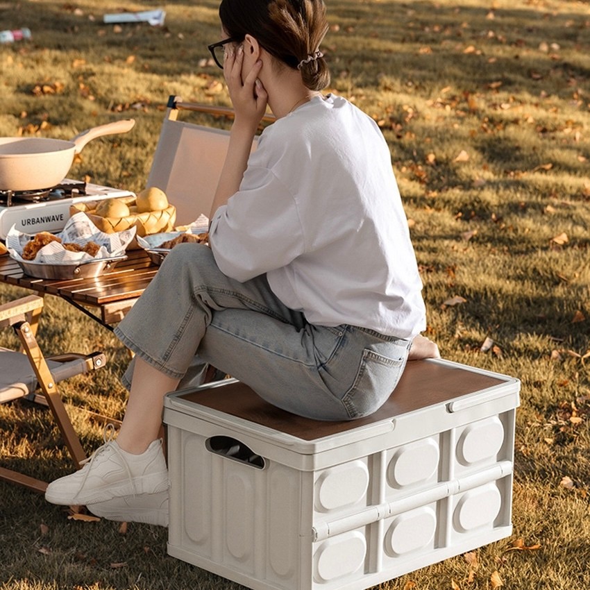 WTHB Outdoor Bàn camping gấp gọn đa năng hộp nhựa dung tích lớn bền bỉ chịu lực tốt cho picnic cắm trại và câu cá