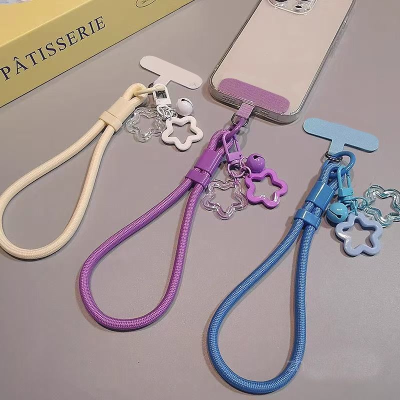 Phụ Kiện Điện Thoại Di Động Phong Cách Mới Điện Thoại Dây Đeo Cổ Tay Có Thể Điều Chỉnh Dây Treo Ngôi Sao Chuông Ngắn Mặt Dây Chuyền Dệt Di Động Ngoài Trời Đa Năng