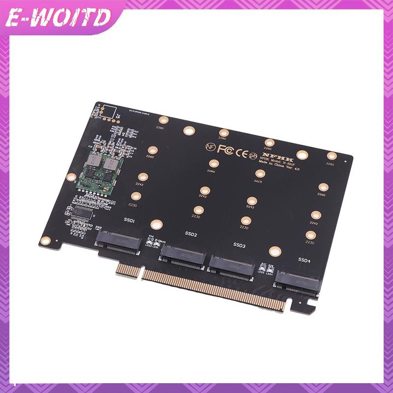 E-woitd 4 Cổng M.2 NVMe SSD sang PCIE X16M Key Ổ Cứng Chuyển Đổi Đầu Đọc Thẻ Mở Rộng HNVN