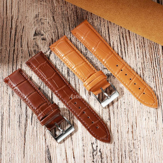 Dây đồng hồ da bò mềm 12–24mm cho nam nữ, màu nâu/đen/xanh, da thật, họa tiết cá sấu tre