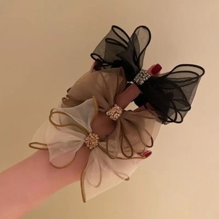 MIKYCO Scrunchies lưới organza có kim cương giả - Phụ kiện tóc thời trang dành cho nữ và bé gái