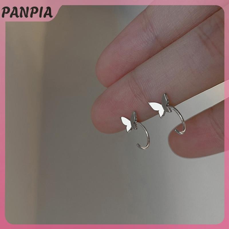PANPIA-Sliver Mở Bông Tai Trang Sức Cô Gái Dễ Thương Vòng Bông Tai Pha Lê Mở Huggies Piercings Vòng Tròn