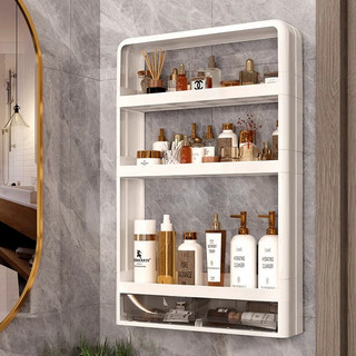 Kệ Đựng Mỹ Phẩm 3 Tầng Gắn Tường Nhà Tắm Có Móc Treo MAISON Giá Để Gia Vị Dán Tường Nhà Bếp Tiện Lợi