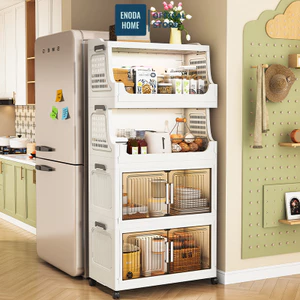 Tủ Gấp Gọn Đựng Đồ Dùng Bếp ENODA HOME, Tủ Kệ Đựng Đồ Đa Năng Phòng Bếp Có Bánh Xe Di Chuyển Thuận Tiện TUN052