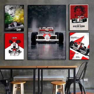 Áp phích đua xe Ayrton Senna Formula One, tranh canvas, áp phích in, nhà, phòng ngủ, trang trí phòng khách, quà tặng