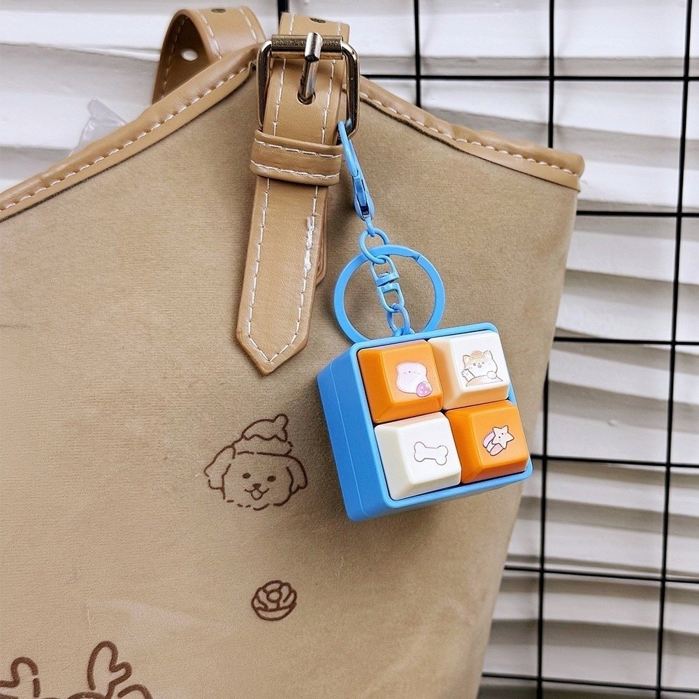 Móc khóa Fidget SMILE, Nút phím Hoạt hình Mũ bàn phím ngón tay, Giảm căng thẳng Bàn phím DIY Vượt qua thời gian Móc khóa bốn vuông