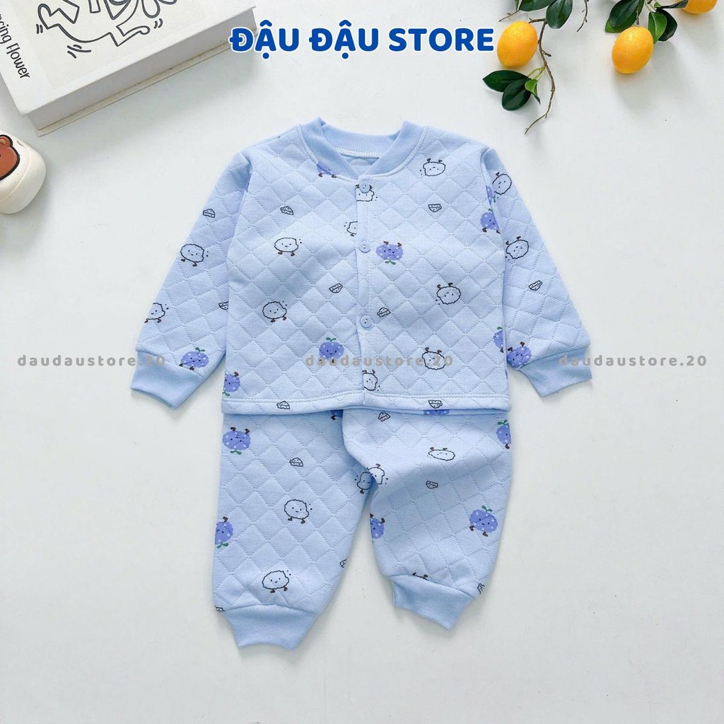 (Set 2-3) Bộ Xốp Dài Tay Trần Bông Thu Đông cho bé sơ sinh cổ tàu cúc giữa mềm mại cho bé 3-13kg Đậu Đậu Store BOXOP01