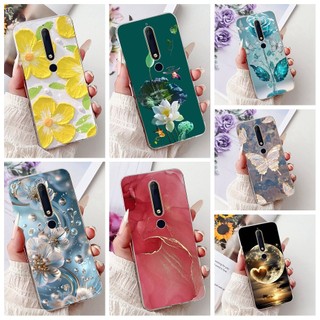 Dành Cho Nokia 6.1 / Nokia 6 2018 Ốp Lưng TA-1068 Ốp Lưng Hoa Đẹp Nơ Mềm Mại Trong Suốt Silicon Vỏ Điện Thoại Cho Nokia6 Ốp Lưng