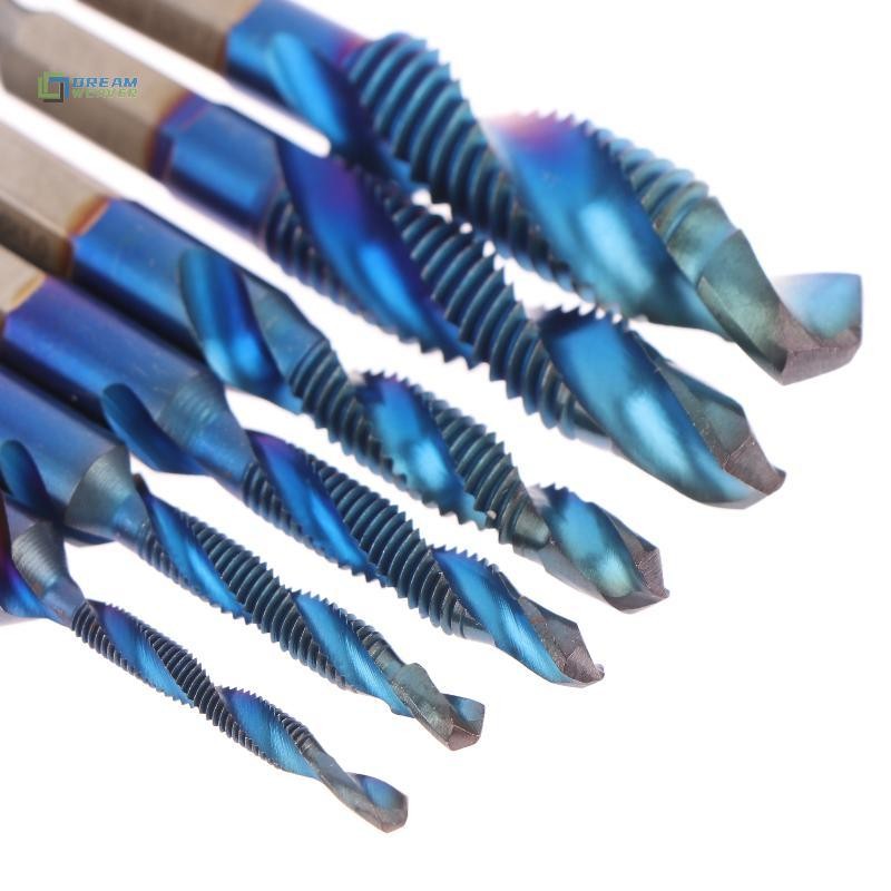 [Dream] M3 M4 M5 M6 M8 M10 Dụng cụ cầm tay Chuôi lục giác Mạ titan HSS Vít Thread Metric Tap Drill Bits Vít Machinepound Tap mới