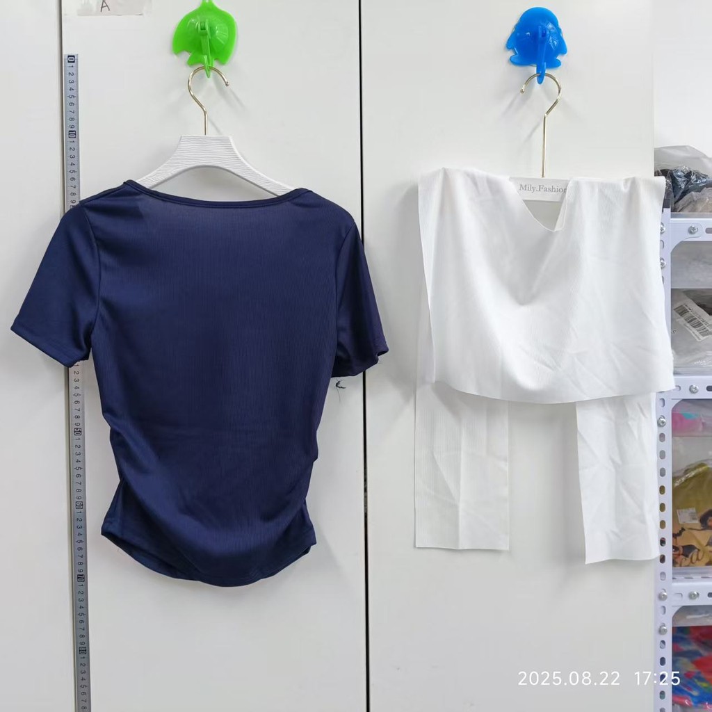 Milyfashion Cổ Hải Quân Chính Hãng Vai Thêu Tay Ngắn T Mùa Hè Phong Cách Mới Khăn Choàng Thiết Kế Niche Ngắn Top Quần Áo Nữ