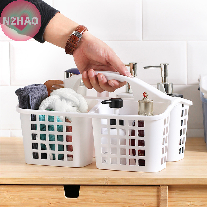 Giỏ tắm di động N2HAO có ngăn Phòng tắm Giỏ đựng đồ rỗng Giỏ vệ sinh chức năng n