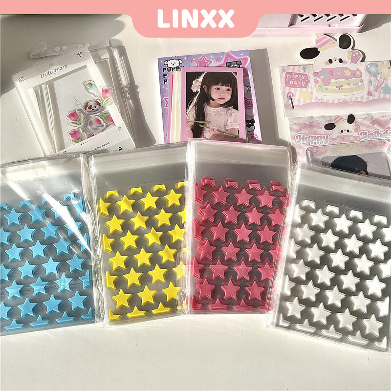 Linxx 50 Chiếc Trong Suốt Idol Photo Card Lomo Cards Túi Bảo Quản Ngôi Sao Đầy Màu Sắc OPP Túi Bao Bì Tự Dính