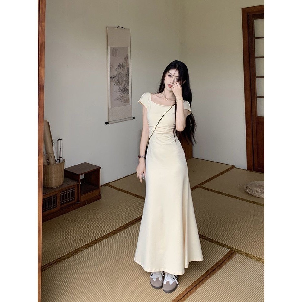 Váy đầm nữ dáng dài cộc tay hottrend phong cách tiểu thư sang chảnh mặc 2 kiểu hàng QCCC BA SP187