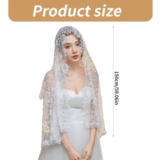 Vipdeal1 Hồi Giáo Ren Đám Cưới Khăn Lau Nhà Thờ Mantilla Cưới Cô Dâu Đầu Che Veil