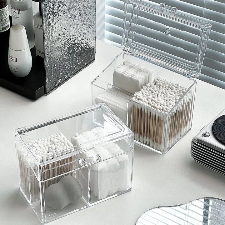 ✨Hộp Đựng Bông Tẩy Trang Hộp Đựng Bông Tẩy Trang Treo Tường Hộp Đựng Tăm Bông Cotton Swab Hộp Bảo Quản Cotton Tẩy Trang Ký Túc Xá Mỹ Phẩm Có Nắp Để Bàn Chống Bụi Son Môi Trong Suốt Ph