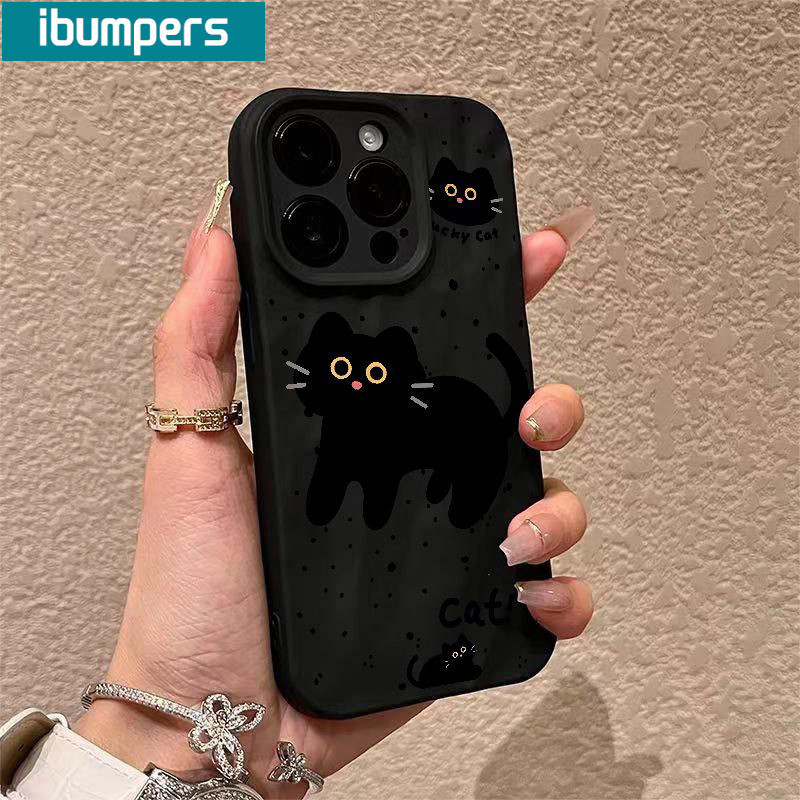 ibumpers Ốp Lưng iPhone Hàn Quốc Cute Mèo Silicon Ốp Điện Thoại Mềm Chống Sốc Chống Bẩn Cho Iphone 16 15 14 12 13 11 Pro Max IP 7 8 Plus X XS XR