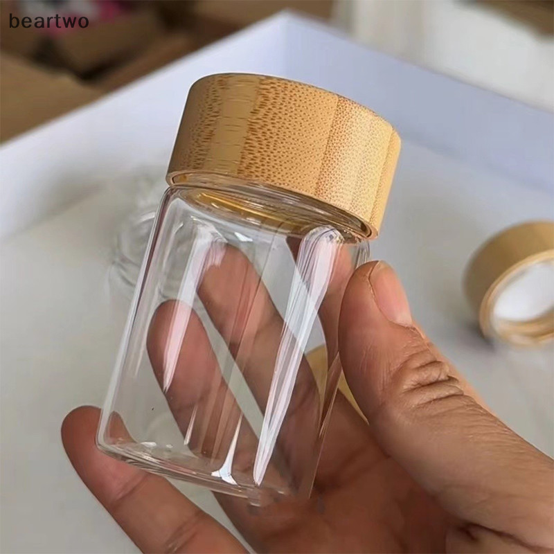 < Beartwo > Chai Thủy Tinh Mini Cho Cà Phê Nước Sữa Cô Đặc Chai Chống Rò Rỉ Có Nắp Trà Caddy Jar al Di Động Rỗng Đẹp