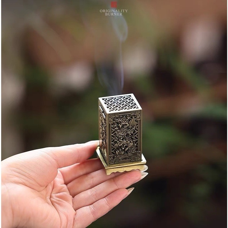 Lư Hương, Hộp Xông Trầm Hương Khắc Trúc Cúc Mai Lan Bằng Hợp Kim Đồng