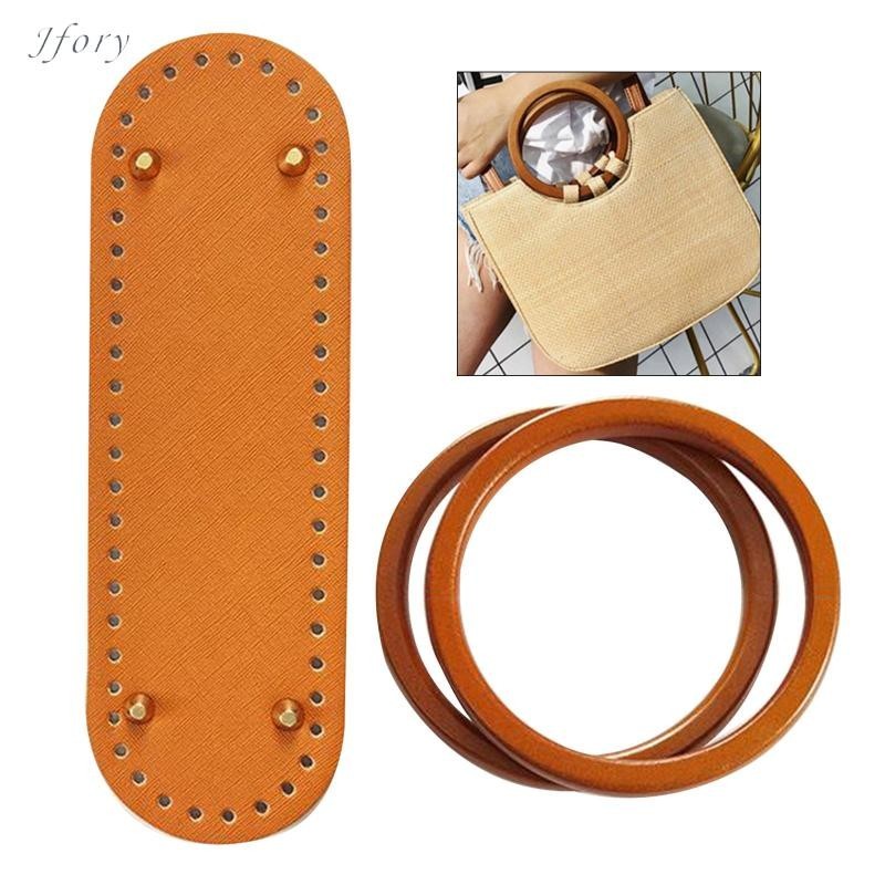 Jfory Túi Móc Đáy Da Đế Tote Bộ Tay Cầm DIY Đan bAG 1