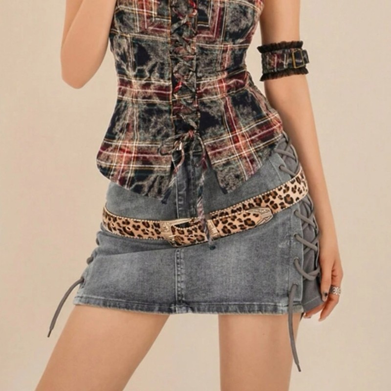 Women Waist Belt Leopard Pattern Belt for Jeans Pants 2000s Girl Belt Waist Decors