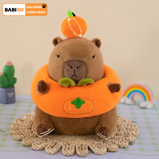 Capybara Cam Gấu Bông Capybara Đeo Phao Cam Dễ Thương Capybara Cam Đeo Phao Mẫu Mới Chất Liệu Vải Lông Thỏ Cao Cấp