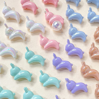 Kem Jelly Đậu Thỏ Dễ Thương Lỗ Thẳng Hạt diy Handmade Rời Hạt Vòng Tay Vòng Cổ Đính Hạt Điện Thoại Di Động Dây Xích Phụ Kiện