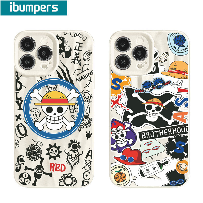 ibumpers Ốp lưng Iphone Ngầu Anime ONE PIECE Trắng Hoạ Tiết Ốp Điện Thoại nhám Mỏng Silicone Mềm Chống Sốc Chống Bẩn Cho Iphone 15 14 12 13 11 Pro Max IP 7 8 Plus Iphon X XS XR