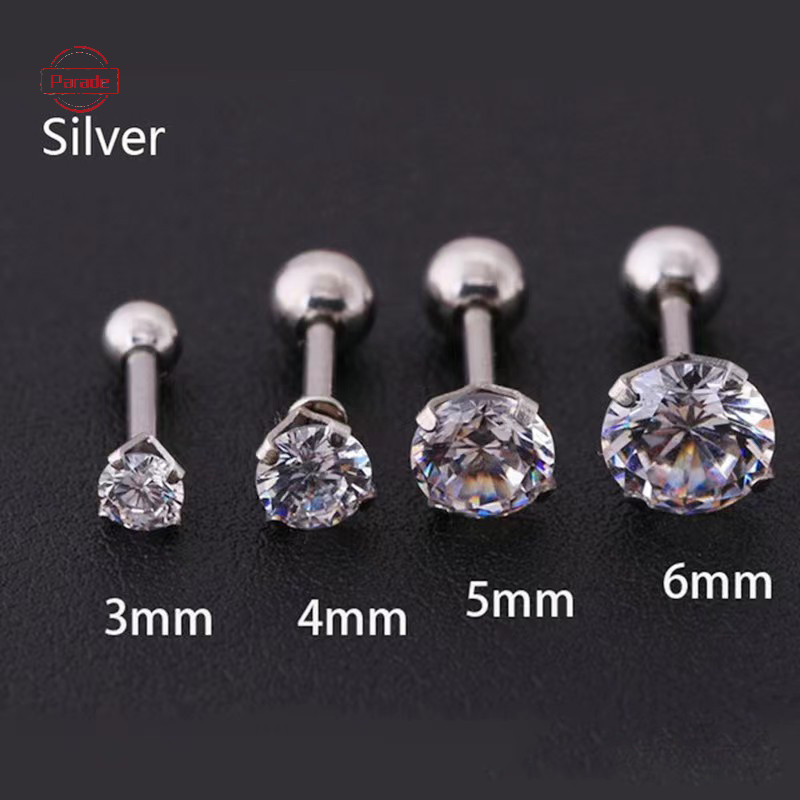 Parade 1 Cái 4 Prong Bông Tai Đính Kim Cương Giả Dành Cho Nữ / Nam Tragus Sụn Tiêu Chuẩn Lobe Trang Sức Quà Tặng VN