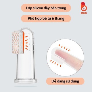 Rơ lưỡi xỏ ngón cho bé, bàn chải đánh răng có hộp đựng vệ sinh