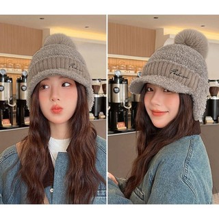 Mũ sang trọng NCE - Bonnet dệt kim giữ ấm bịt tai dành cho phụ nữ