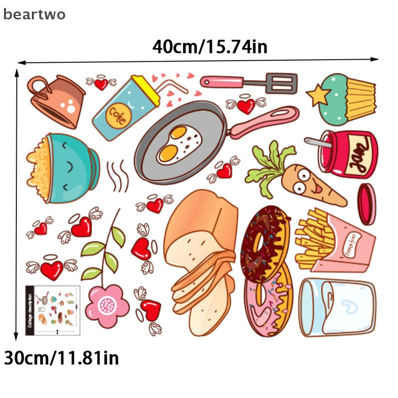 < Beartwo > Phim Hoạt Hình Nhà Bếp Tủ Lạnh Cửa Dán Trang Trí Thực Phẩm Trái Cây Có Thể Tháo Rời Miếng Dán Tường Dán Tường Trên Tường Đẹp
