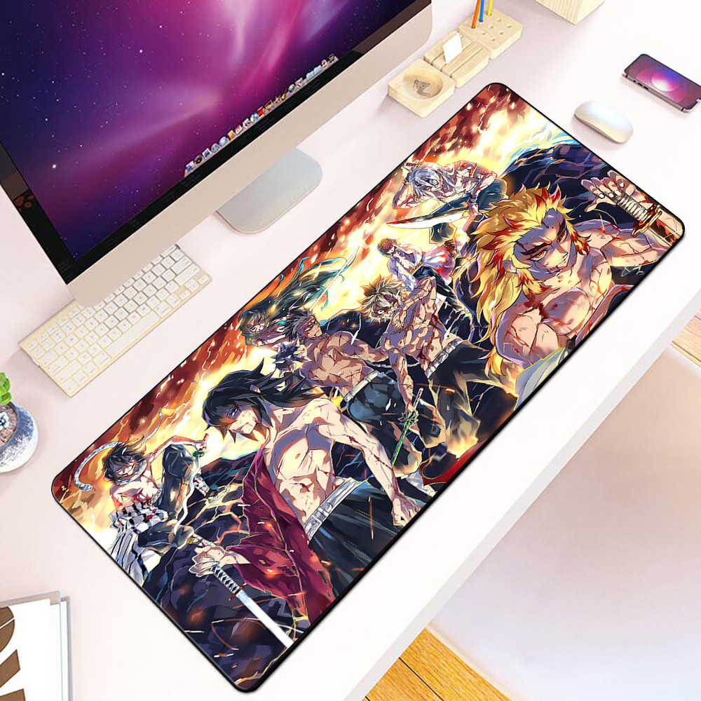 Anime Nhật Bản Demon Slayer Mousepad HD In Máy Tính Game Thủ Khóa Cạnh Chống Trơn Trượt Miếng Lót Chuột XXL90x40cm Bàn Phím PC Để Bàn Pad