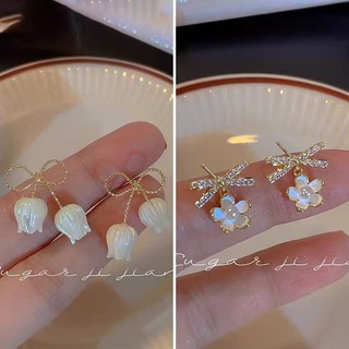 Bông tai nơ hoa cổ tích bông tai tinh tế cao cấp