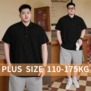 [Plus Size] Áo Sơ Mi Polo 110-175KG Nam Oversize Tay Ngắn Cotton Rời Công Sở Áo Đen Lớn 8XL 9XL 10XL