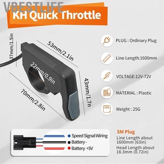 VBESTLIFE Tay cầm ga tăng tốc lắp ráp tiết kiệm không gian 12V‑72V cho xe đạp điện tay lái 22mm