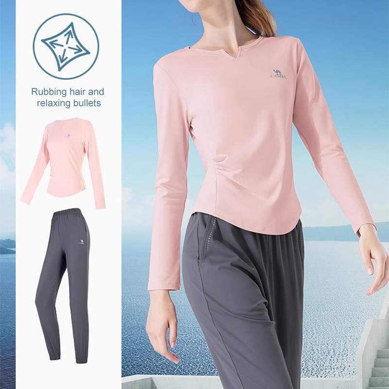 Ảnh CAMEL CROWN Yoga Suit Mùa Thu Sáng Chạy Bộ Thể Thao Ngoài Trời Slim Fit Ấm Áp Thể Dục Tay Dài 3