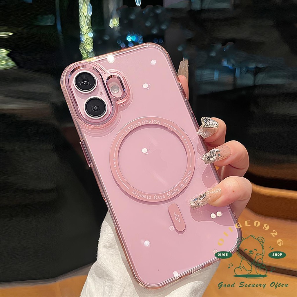 【 Ốp lưng iphone16 】 Vỏ điện thoại nam châm màu ống kính kim loại iphone16 Pro Max 15 14 13 12 11 cho vỏ iPhone Vỏ mềm silicon TPU + PC chống sốc
