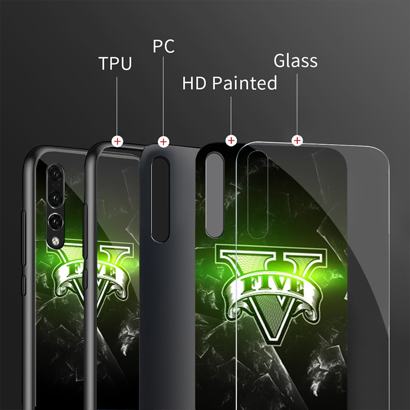 Ốp điện thoại kính cường lực Grand Theft Auto gta 5 logo cho IPhone 15 14 13 12 11 Pro XS Max Plus Mini X XR 8 7 6s SE2 / 3