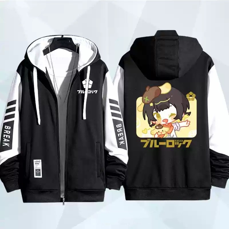 Lật Xanh Khóa Bachira Meguru Chigiri Hyoma Nagi Seishiro Áo Dây Kéo Áo Khoác Áo cardigan Áo Len Cosplay