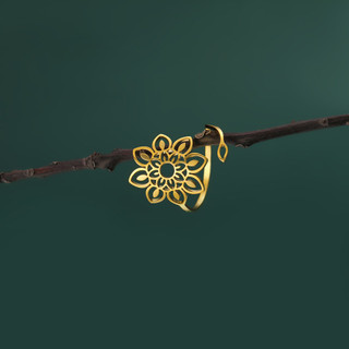 SKYRIM Charm Nhẫn Nữ Thanh Lịch Hoa Hướng Dương Vàng Rỗng Thiết Kế Có Thể Điều Chỉnh Mở Đầu Trang Sức Thời Trang