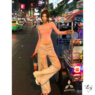 Quần jeans ống rộng bigsize phong cách vintage Mỹ màu hồng macaron ống thẳng xuân hè 2026