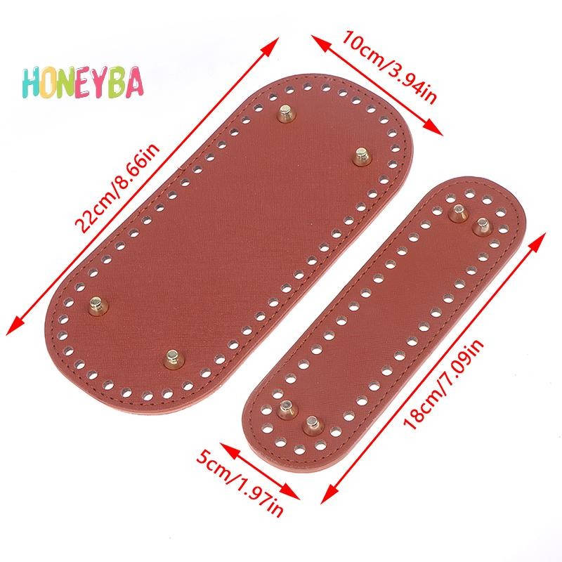 < Honeyba > 1 Đáy Dài Cho Túi Dệt Kim Da Đế Handmade Đáy Có Lỗ Túi Móc Tự Làm Phụ Kiện Đáy